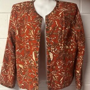 Orange Floral Blazer with Relaxed Fit